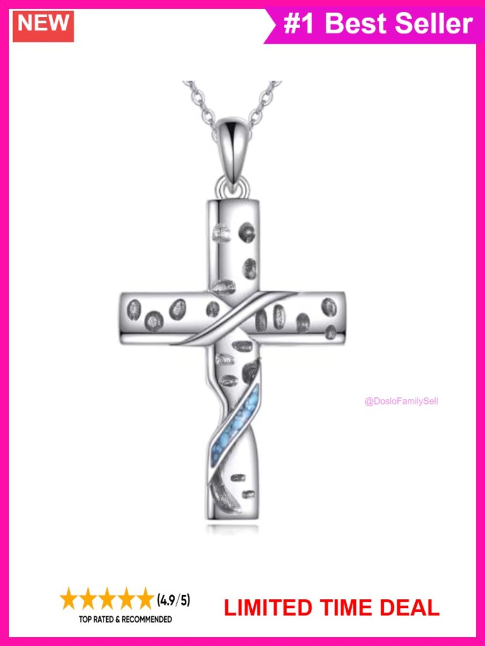 Sterling Silver Twisted Cross Necklace 18in Adjustable Chain Women Religious